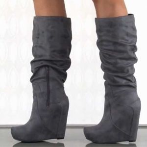 Jessica Simpson grey wedge boots